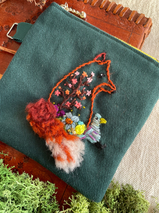 George & Max Spring flower green zipper pouch