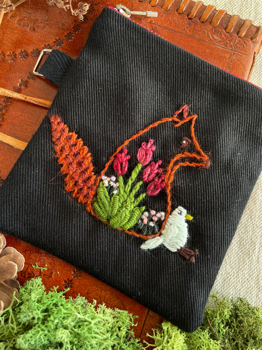 George & Max Tulip Bloom black zipper pouch