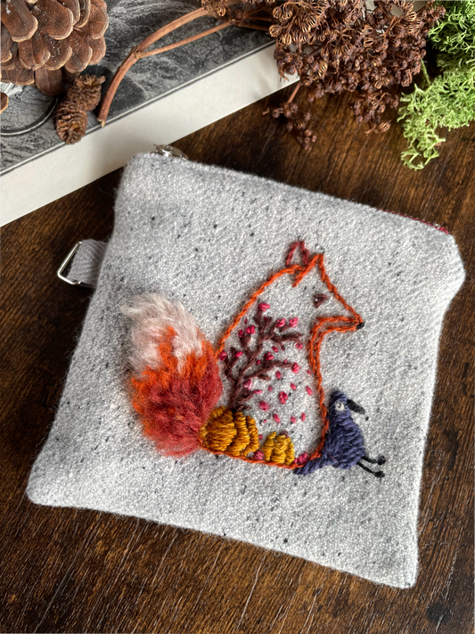 George & Max Autumn Scene Grey Zipper Pouch