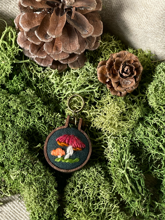 Embroidered Stitch Marker Tiny Red Mushroom