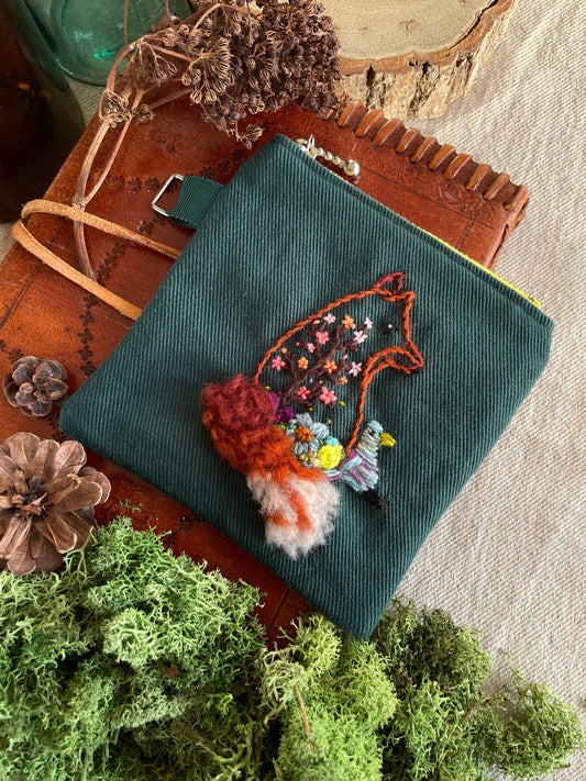 George & Max Spring flower green zipper pouch