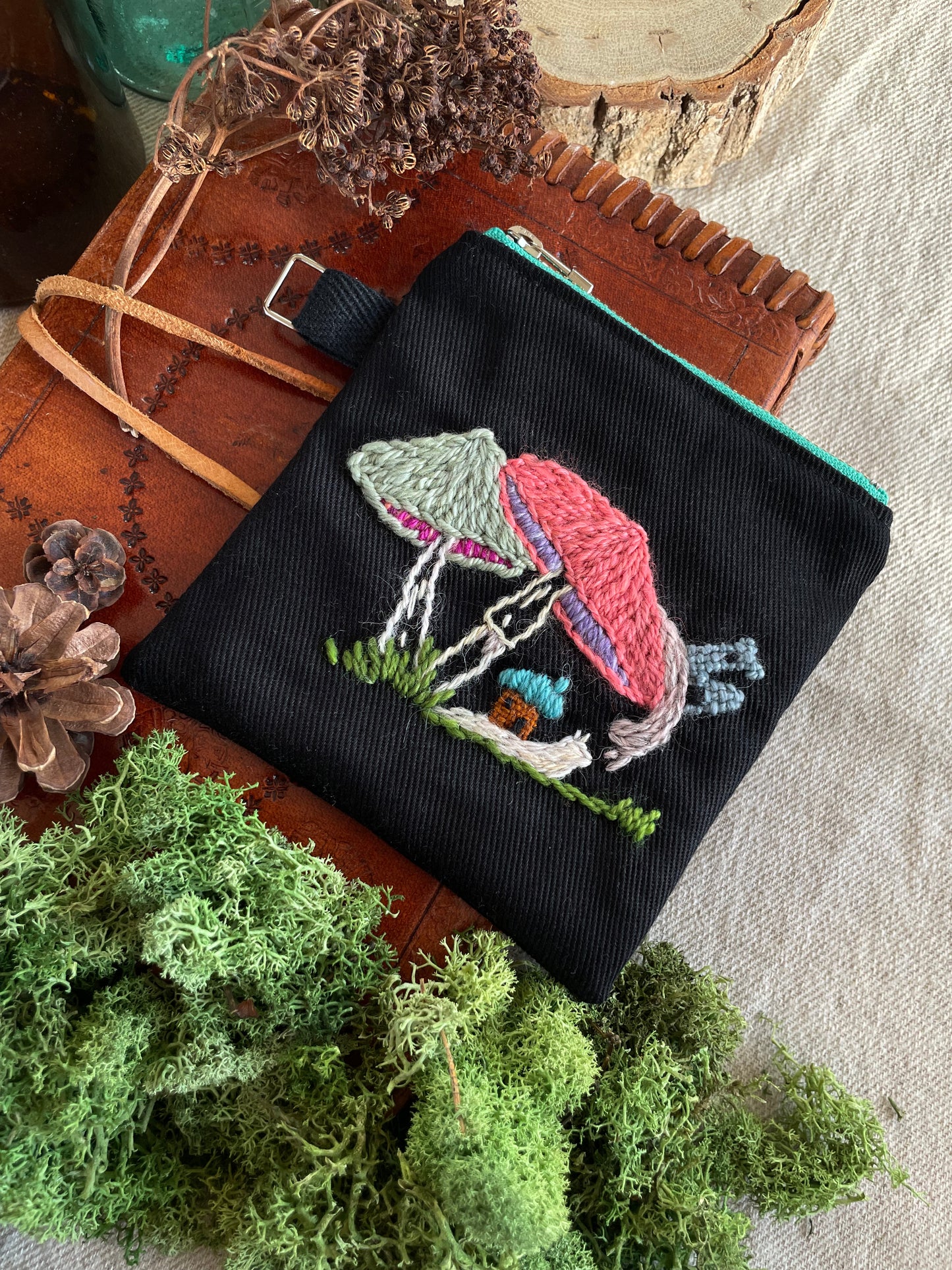 Snail meeting among the mushrooms neon