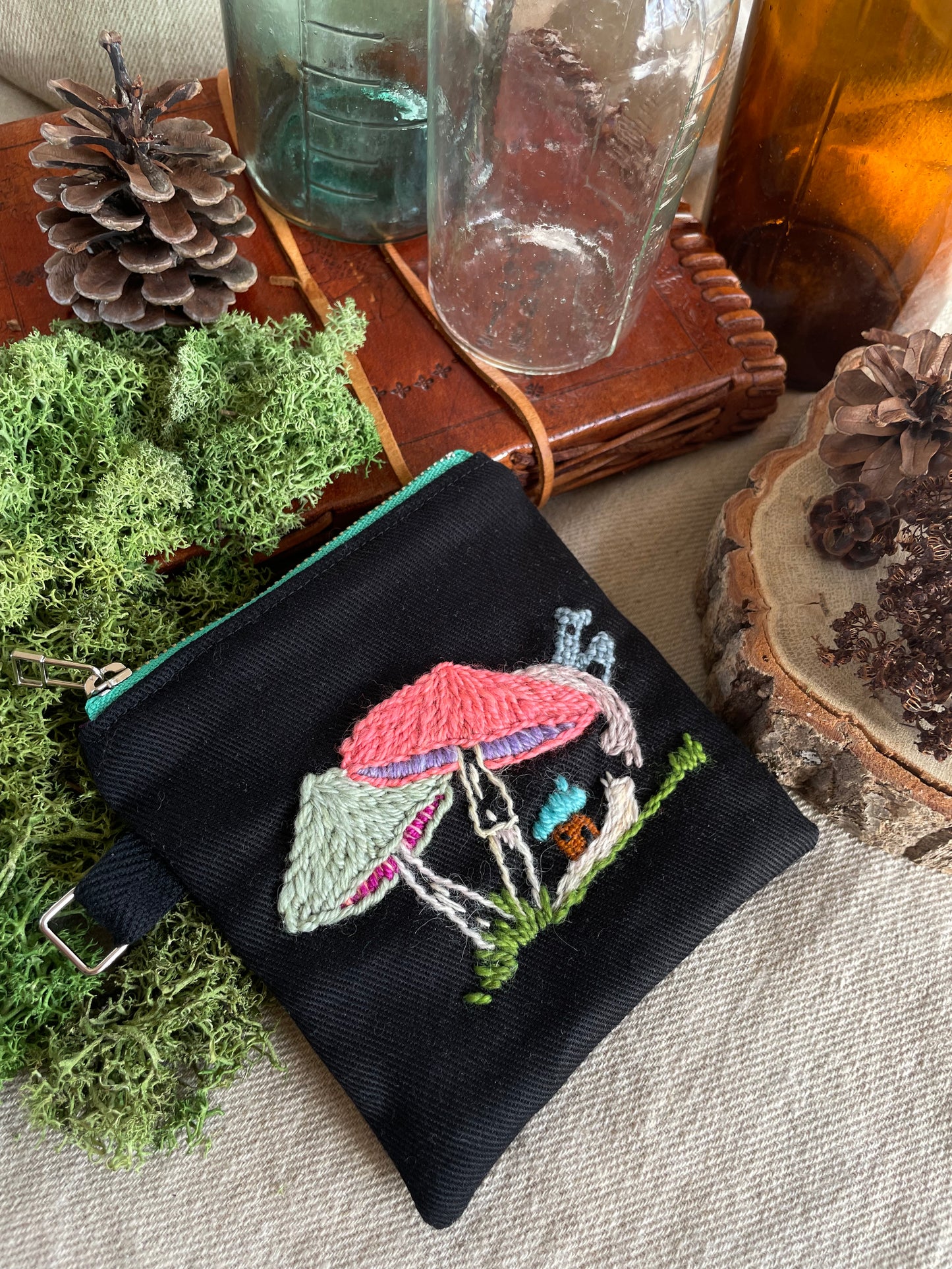 Snail meeting among the mushrooms neon