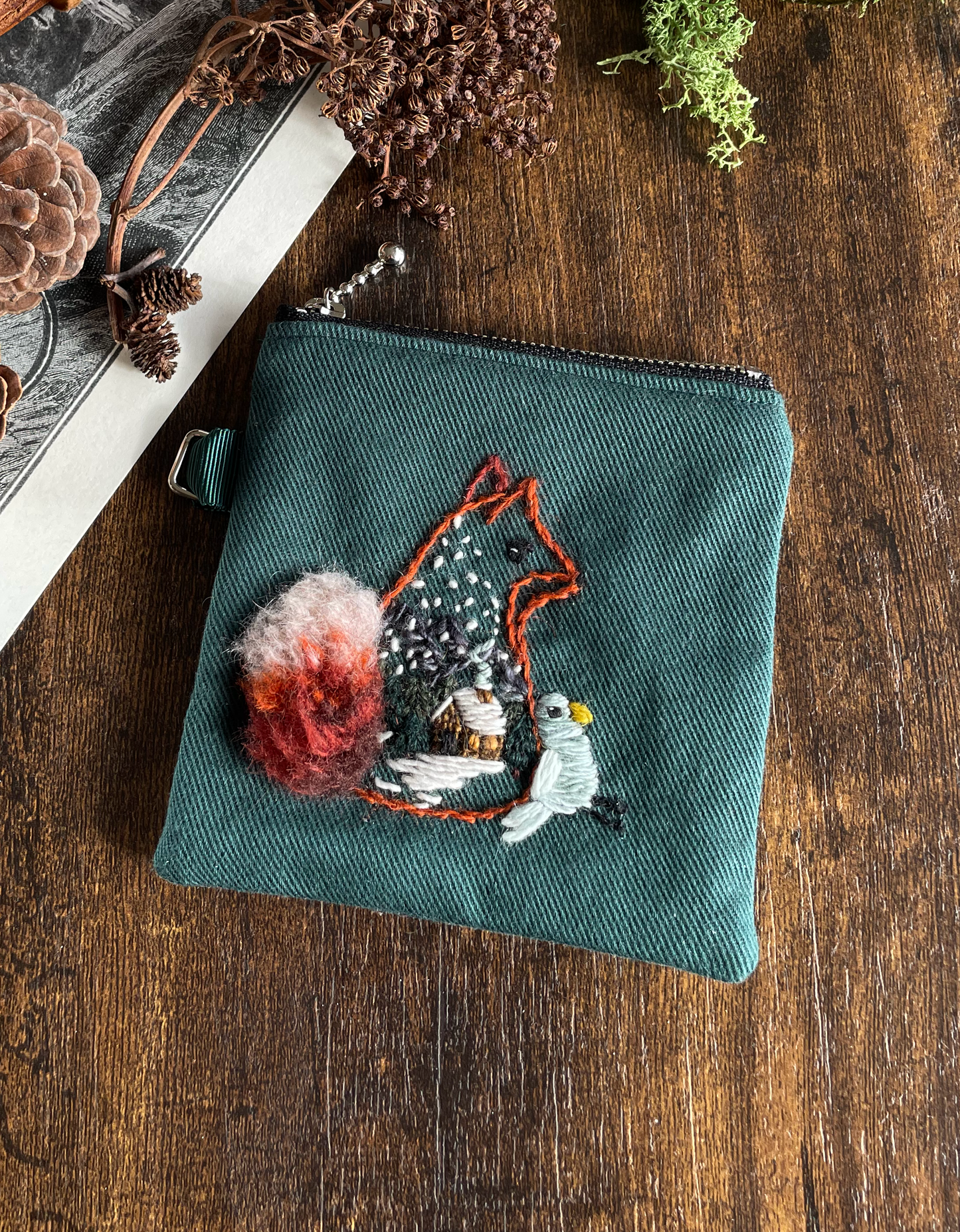 George & Max Winter Time Green Zipper Pouch