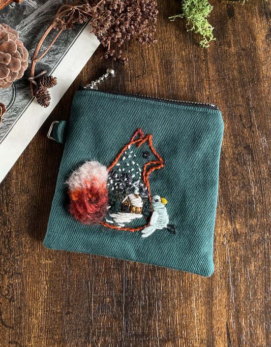 George & Max Winter Time Green Zipper Pouch