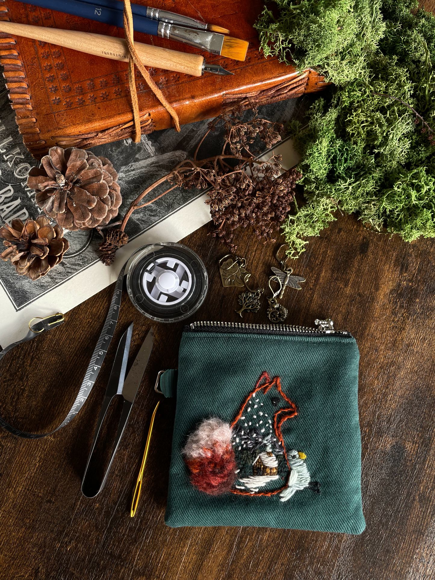 George & Max Winter Time Green Zipper Pouch