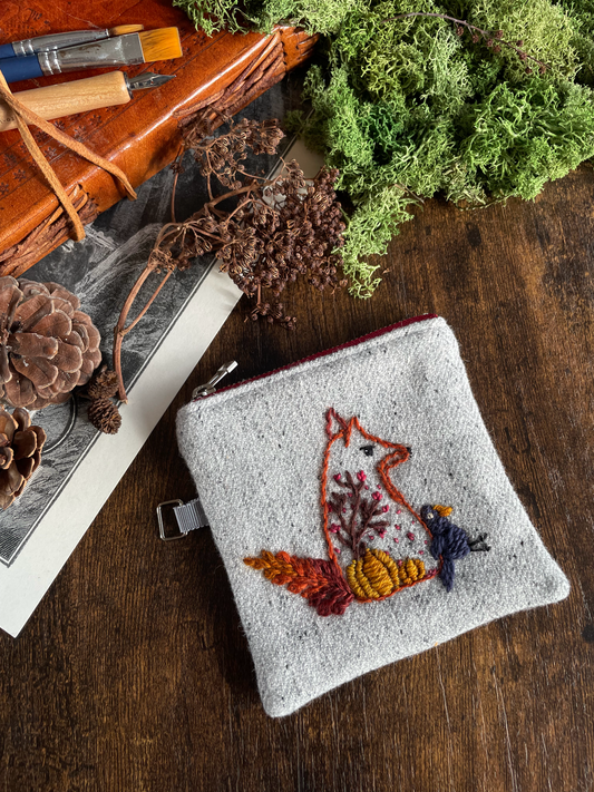 George & Max Autumn Scene Grey Zipper Pouch