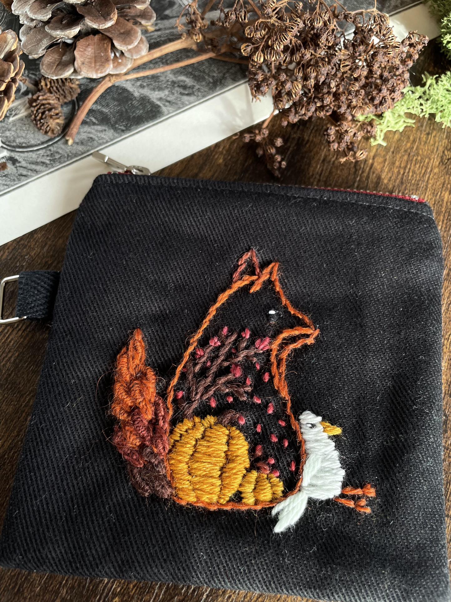 George & Max Autumn Scene Black Zipper Pouch