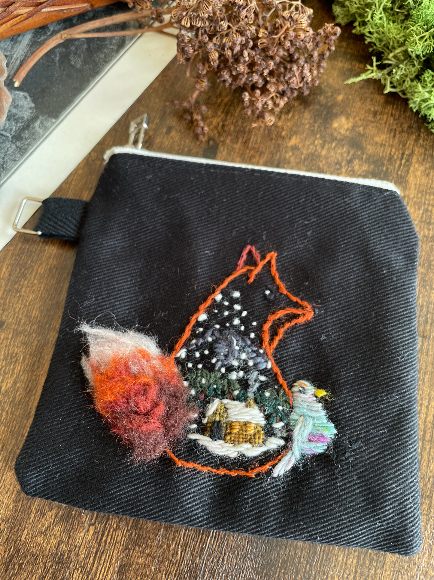 George & Max Winter Scene Black Zipper Pouch