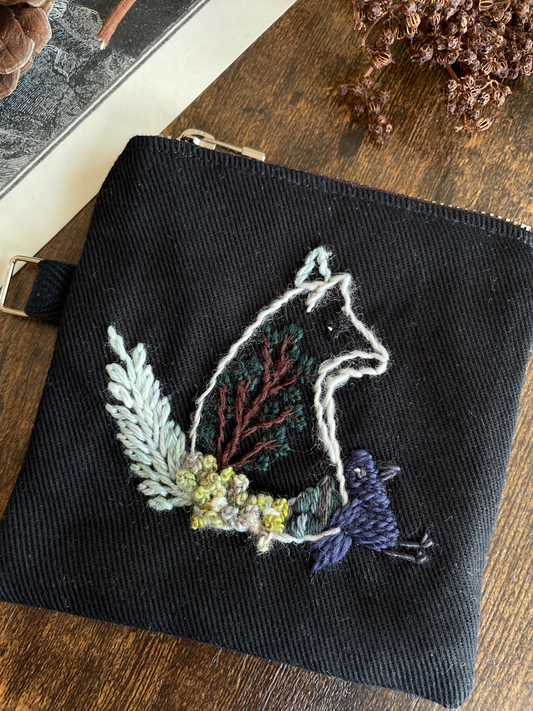 George & Max Mossy Landscape Black Zipper Pouch